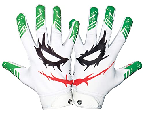 Essential Wear Football Gloves Men & Women - Smiley Jester White Football Gloves - Performance Enhancer Adult Receiver Gloves with Super Tacky Grip for Ultimate Game Experience - Adult Sizes (Medium)