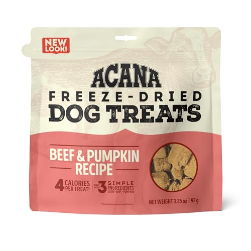 ACANA Singles Freeze Dried Dog Treats, Limited Ingredient Grain Free Beef & Pumpkin Recipe, 3.25oz
