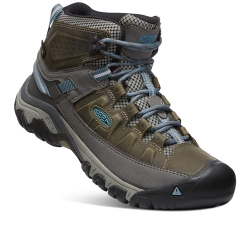 KEEN Women's Targhee 3 Mid Height Waterproof Hiking Boots, Magnet/Atlantic Blue, 8