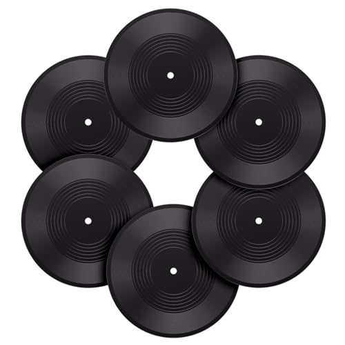 Facmogu 6PCS 12 Inch Blank Vinyl Records, Fake Record Vintage Decoration, Faux Blank Vinyl Records for Wall Aesthetic, Retro Vinyl Records for Music Party Home Studio Room Display Decor DIY Project