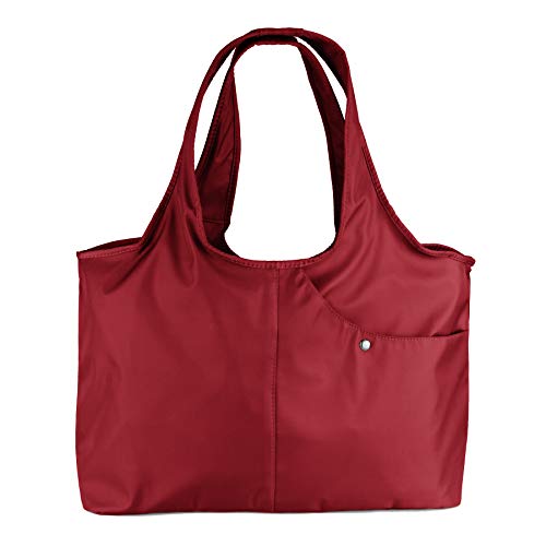 ZOOEASS Women Fashion Large Tote Shoulder Handbag Waterproof Tote Bag Multi-function Nylon Travel Shoulder(Wine Red)