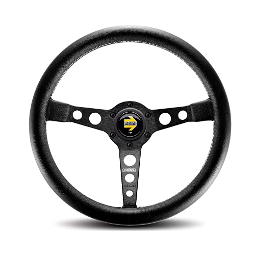 MOMO Motorsport Prototipo Steering Wheel Black Leather Grip Black Anodized Spoke White Stitch 350mm - PRO35BK2B