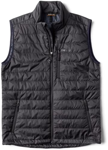 Orvis Recycled Drift Insulated Vest for Men - Rugged Water Resistant Packable Men's Quilted Vest with Warm PrimaLoft, Black - Large