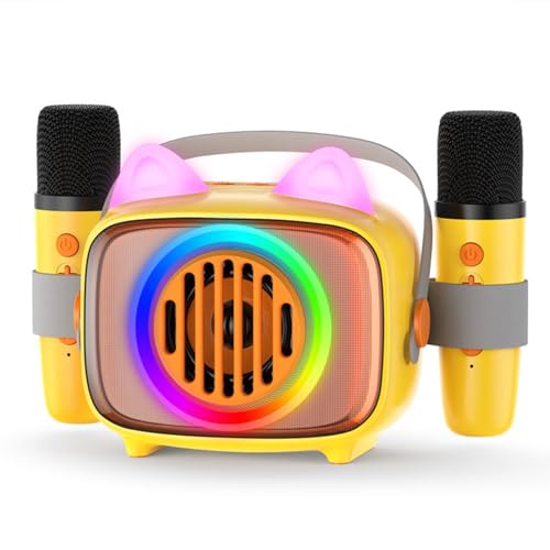 BIGASUO Karaoke Machine for Kids with 2 Wireless Microphones, Portable Bluetooth Speaker Toys for Girls Boys Toddler 4 5 6 7 8 9 10 12 Year Old Birthday Ideas