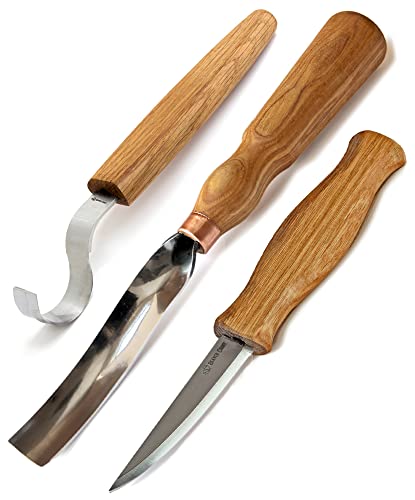 BeaverCraft S14 Wood Carving Tools Set Wood Whittling Kit Wood Carving Kit Wood Carving Hook Knife Spoon Carving Tools Wood Carving Knives Carving Tools Chisel Gouges Spoon Carving Kit for Beginners