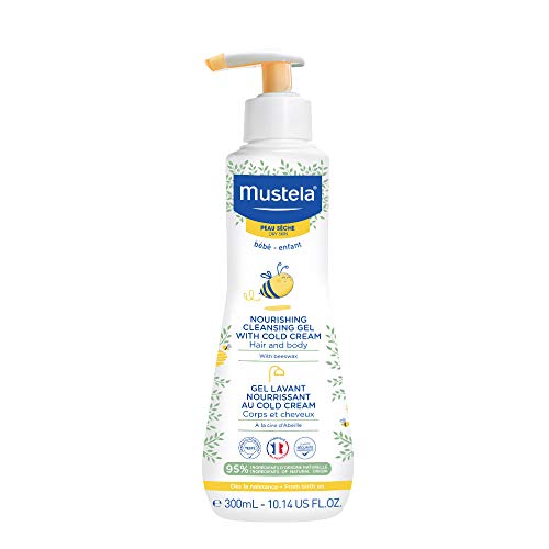 Mustela Baby Nourishing Cleansing Gel – Hair & Body Wash for Dry Skin - with Natural Avocado, Cold Cream & Beeswax - 10.14 fl. oz.