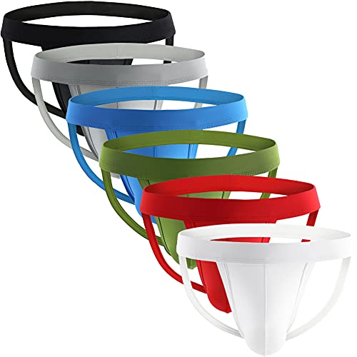 Summer Code Men's Athletic Supporter Performance Jockstrap Elastic Waistband Underwear 6 pack Mixed Color