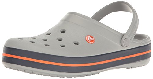 Crocs unisex adult Men's and Women's Crocband Clog, Light Grey/Navy, 8 Women 6 Men US