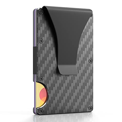 OTO Money Clip for Men-RFID Blocking Carbon Fiber Wallet,Minimalist Slim Wallet with Gift Box,Aluminum Metal Credit Card Holder