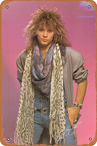 Music Metal Posters Jon Bon Jovi 1986 Portrait Tin Metal Sign 8' X 12'