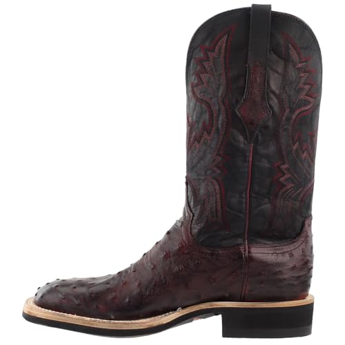 Lucchese Mens Cliff Full Quill Ostrich Square Toe Casual Boots Mid Calf - Brown - Size 9 D