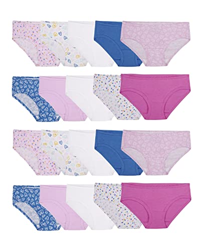 Fruit of the Loom Girls' Cotton Hipster Underwear, 20 Pack-Fashion Assorted, 8