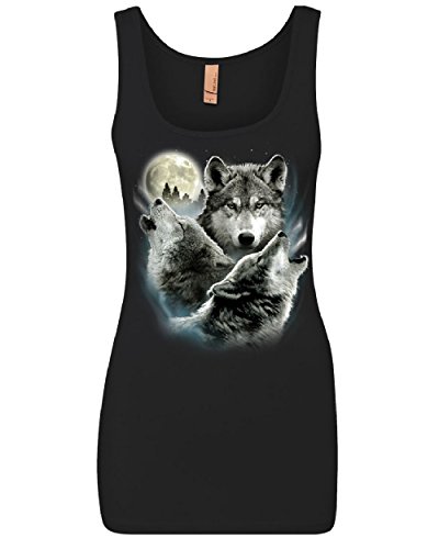 Howling Wolf Pack Women's Tank Top Wild Wilderness Animals Nature Moon Top Black X-Large