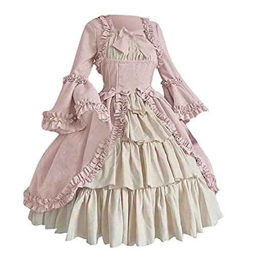 Lolita Cute Princess Dresses Retro Gothic Bow Kawaii Square Neck Ruffle Flare Sleeves Layered Sweet Girl Fancy Dress