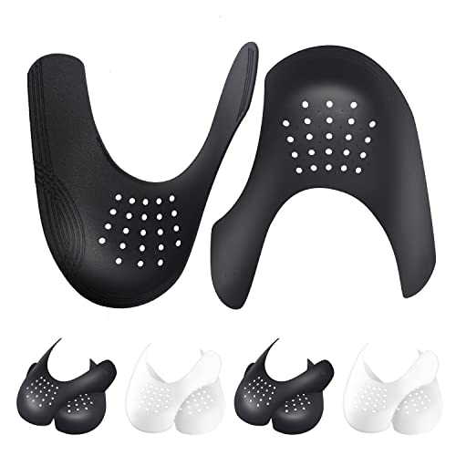 4 Pairs Crease Protectors for Jordan 1, Air Force 1, and Dunk Low; Shoe Crease Protector Suitable for Most Shoes, Crease Guards Anti Shoes Creases (Men's US Size 7.5-12, Black+White)