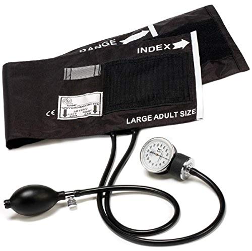 Prestige Medical 82-OB-BLK Adult Aneroid Sphygmomanometer, Large, Black