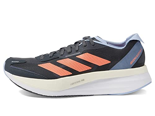 adidas Woman's Adizero Boston 11, Grey Six, Coral Fusion/Blue Dawn, 8 M