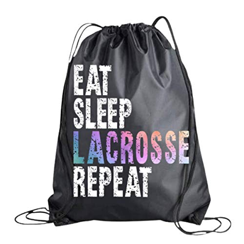 Lacrosse Drawstring Bag, Eat Sleep Lacrosse Repeat Backpack, Lacrosse Player Gift, Sport Pack Cinch Sack