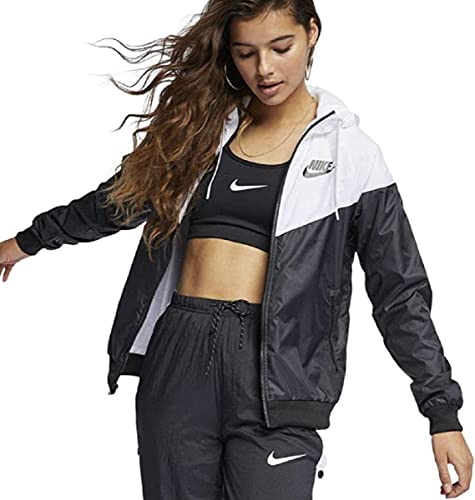 Nike Women's Sportswear Windrunner Training Jacket - White, Black (as1, alpha, l, regular, regular, Black White, Large), CN6910-011