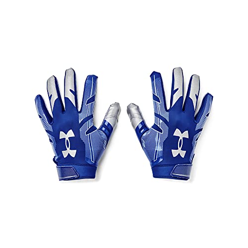 Under Armour boys Youth F8 Football Gloves , Royal (400)/Metallic Silver , Youth Large