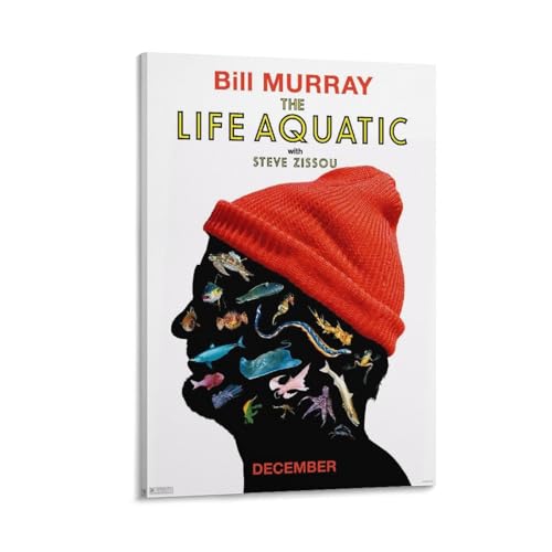 The Life Aquatic with Steve Zissou Movie Poster Christmas Art (1) Canvas Wall Art Prints for Wall Decor Room Decor Bedroom Decor Gifts Posters 24x36inch(60x90cm) Frame-style