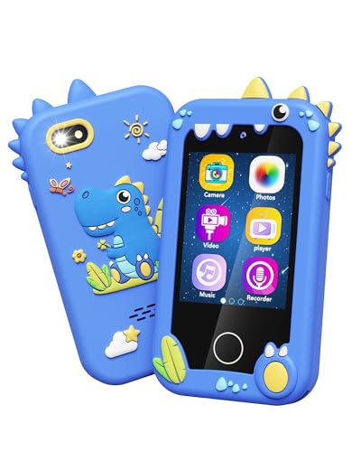 Kids Toy Smartphone, Gifts and Toys for Boys Ages 3-8 Years Old, Fake Play Toy Phone with Music Player Dual Camera Puzzle Games 8GB SD Card Touchscreen, Birthday, Kids Trip Activities