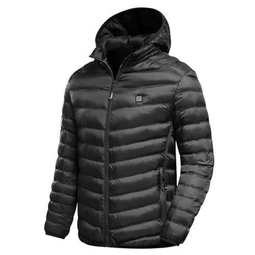 Men Winter Warm USB Heating Fleece Jackets Parkas Smart Thermostat Detachable Hooded Heated Waterproof Jacket
