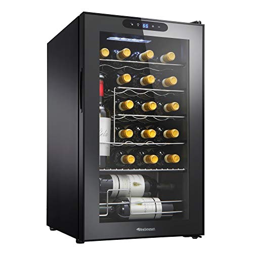 Wine Enthusiast 24-Bottle Compressor Wine Cooler with Upright Bottle Storage - Freestanding Wine Refrigerator with Digital Touchscreen and LED Temperature Display