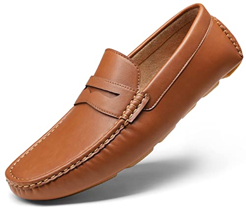 Vostey Men's Loafers Slip on Shoes Brown Loafers Driving Loafers Casual Penny Loafers for Men (BMY3002 Brown 10.5)