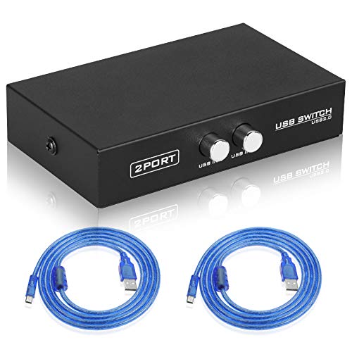 EEEKit Bundle for Printer Switch, 2 Port USB 2.0 Manual Printer Scanner Sharing Switch Hub 2 PC to 1 Splitter Adapter, 2 Pack USB A to B Printer Cable