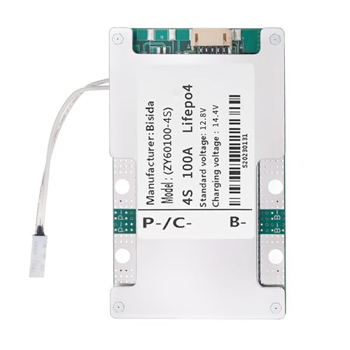 Bisida 4S BMS 12.8V 100A Lifepo4 Battery Management System PCB Protection Board with Balance Wire and NTC,Ten Functional protections, Common Port, for Lifepo4 Battery Pack (4S 12.8V 100A)