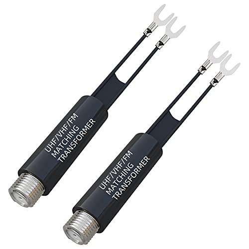 Goupchn Matching Transformer 2 Pack Nickel Plated 75 Ohm to 300 Ohm UHF/VHF/FM Converter Adapter with F Type Female Jack Socket