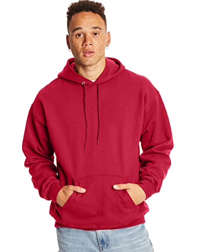 Hanes Men's Ultimate Cotton Heavyweight Pullover Hoodie Sweatshirt, Deep Red, Large