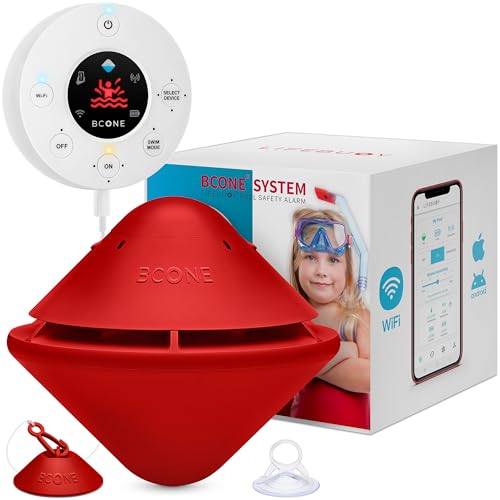 BCONE System Pool Alarm by Lifebuoy | Certified ASTM F2208 Floating Pool Alarm | Loud Pool Safety Alarms on Home & Pool Units | Connects to Alexa | Pool Alarms for Inground Pools and Above-Ground