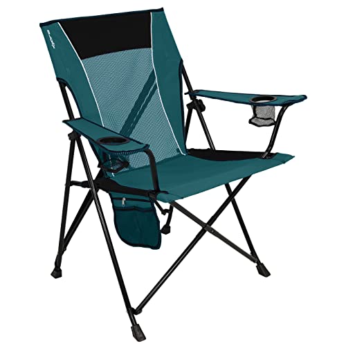 Kijaro Dual Lock Folding Camp Chair - Versatile Sports Chair With Locks Position for Outdoors - Cayman Blue Iguana