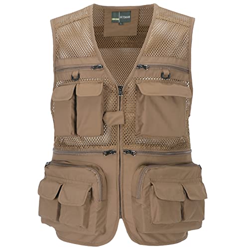 OlyljpinZ Men's Fishing Vest with Multi Pockets Summer Outdoor Mesh Vest Photography Travel Hiking Waistcoat Jacket