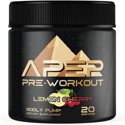 Apep Pre-Workout Godly Pump, Stimmed Preworkout Containing Daily Creatine Levels, Energy Focus Muscle Growth Endurance 20 Servings Lemon Cherry.