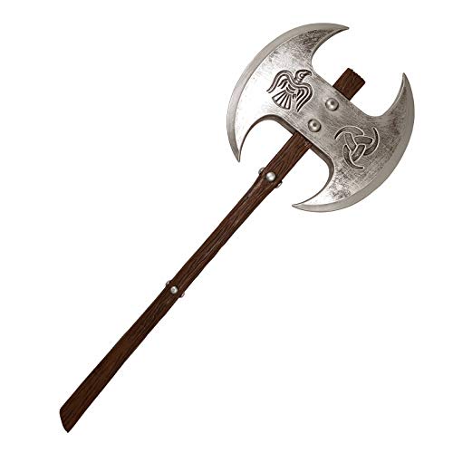 LOOYAR PU Foam Viking Two Handed Axe Weapon Toy Adult Toy for Berserker Soldier Warrior Costume Battle Play Halloween Cosplay LARP