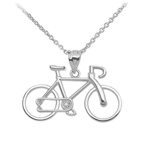 Bicycle Sports Charm Bike Pendant Necklace in 925 Sterling Silver, 16'