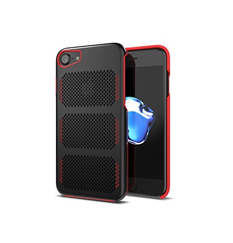 IOM Cases Coolmesh Extreme GT Aerospace Stainless Steel Case for iPhone 7 [Compatible with 6s,6] (Black/Red Trim)