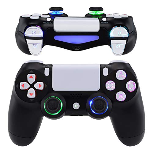 eXtremeRate 7 Colors 9 Modes Button Control DTFS (DTF 2.0) LED Kit, Scarlet Red Classical Symbols Multi-Colors Luminated D-pad Thumbsticks Face Buttons for PS4 Controller - Controller NOT Included