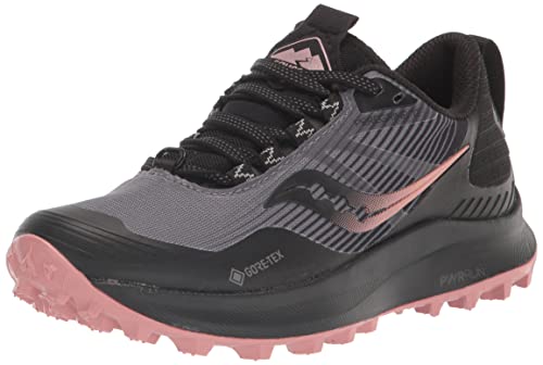 Saucony Women's Peregrine 12 Gore Tex Trail Running Shoe, Charcoal/Shell, 7