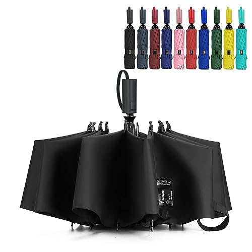 LANBRELLA Umbrella Reverse Travel Umbrella Windproof Compact Folding - C2.1 Black