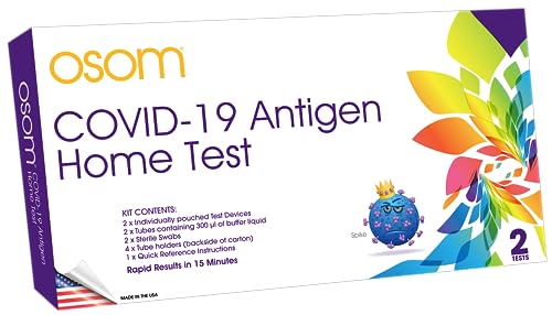 OSOM COVID-19 Antigen Home Test, 2 Tests Included, Home COVID Test, Results in 15 Minutes, Made in The USA, Easy-to-Use, FDA EUA Authorized (2 Pack)