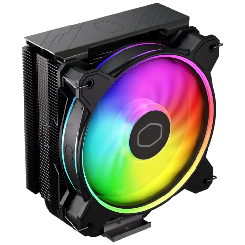 Cooler Master Hyper 212 Halo Black CPU Air Cooler, 120 Halo² PWM Fan, Dual Loop ARGB, Aluminum Top Cover, 4 Copper Heat Pipes, 154mm Tall, AMD Ryzen AM5/AM4, Intel LGA 1851/1700/1200 Brackets