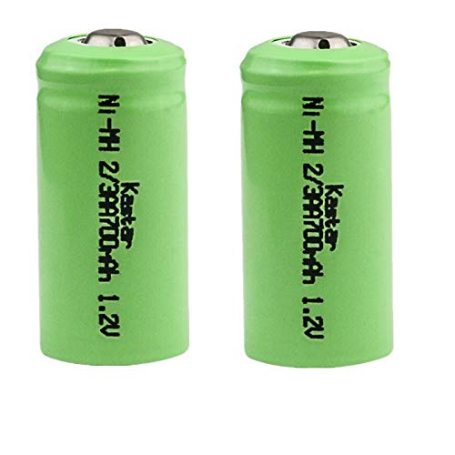 Kastar 2-Pack 2/3AA 1.2V 700mAh Ni-MH Button Top Rechargeable Batteries for High Power Static Applications (Telecoms, UPS and Smart Grid), Electric Mopeds, Meters, Radios, RC Devices, Electric Tools