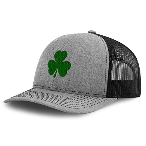 Richardson Trucker Hat Shamrock Irish Embroidery Polyester Baseball Cap Snapback Heather Grey Black Design Only
