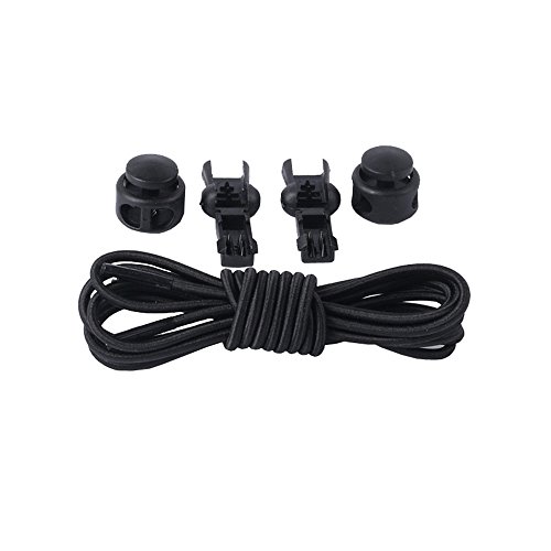 ShinefromCloud Kids Adults 39' Elastic No Tie Shoelaces with Lock for Running Shoes Sneakers Hiking Boots(Black)