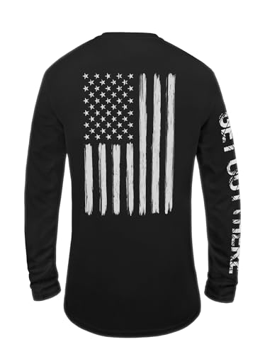 GOT Sports UPF 50+ Long Sleeve Fishing T Shirt for Men and Women - UV Sun Protection, Moisture Wicking (Black American Flag Shirt X-Large)