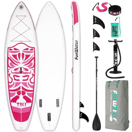FunWater Inflatable 10'6×33'×6' Ultra-Light SUP for All Skill Levels Everything Included with Stand Up Paddle Board, Adj Paddle, Pump, ISUP Travel Backpack, Leash, Waterproof Bag